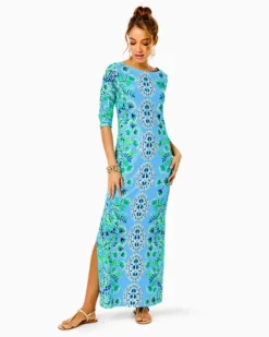 UPF 50+ ChillyLilly Seralina Maxi Dress -Lilly Pulitzer Shop 006385 frenchiebluemosaicshellsengineeredchillylilly a3 sf