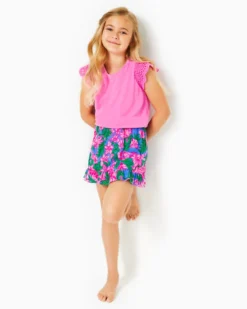 Girls Tania Romper -Lilly Pulitzer Shop 008717 cerisepinksafarisunset a2 sf