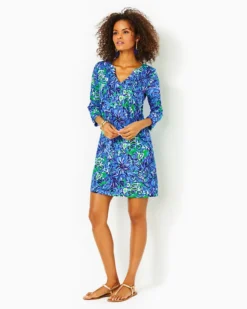 Fairfax 3/4 Sleeve Dress -Lilly Pulitzer Shop 009771 abacoblueinturtleawe a3 sf