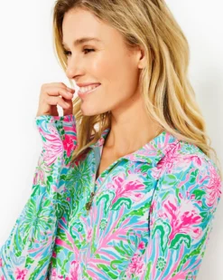Luxletic Niccola Mesh Panel Half Zip -Lilly Pulitzer Shop 009800 amalfiblueleafitwild a3 sf