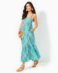 Hiedi Cotton Maxi Dress 9 Hiedi Cotton Maxi Dress -Lilly Pulitzer Shop 009940 prismbluegoodgreefengineeredmaxidress a3 sf