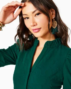 Elsey Popover Dress -Lilly Pulitzer Shop 011830 evergreenknitpuckerjacquard a3 sf