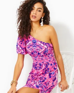 Solana One-Shoulder Maxi Dress -Lilly Pulitzer Shop 012031 havanapinkturtletidepoolengineeredknitdress a4 sf
