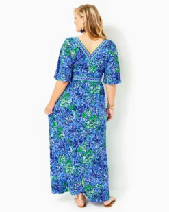 Addison Elbow Sleeve Maxi Dress -Lilly Pulitzer Shop 012042 abacoblueinturtleaweengineeredmaxidress a5 sf