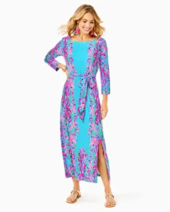 UPF 50+ Carabella Chillylilly Midi Dress -Lilly Pulitzer Shop 012687 multiseaweedsambaengineeredchillylilly a3 sf