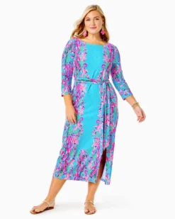 UPF 50+ Carabella Chillylilly Midi Dress -Lilly Pulitzer Shop 012687 multiseaweedsambaengineeredchillylilly a5 sf