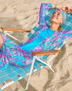 UPF 50+ Carabella Chillylilly Midi Dress -Lilly Pulitzer Shop 012687 multiseaweedsambaengineeredchillylilly campaigntest sf