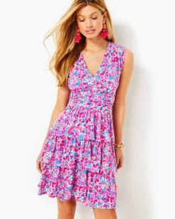Faye V-Neck Ruffle Dress 8 Faye V-Neck Ruffle Dress -Lilly Pulitzer Shop 012760 aurapinkbabybloomer a3 sf