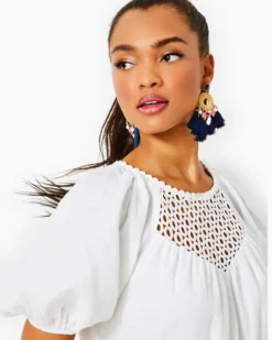 Charlet Short Sleeve Linen Dress -Lilly Pulitzer Shop 012832 resortwhite a3 sf