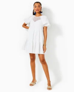 Charlet Short Sleeve Linen Dress -Lilly Pulitzer Shop 012832 resortwhite a4 sf
