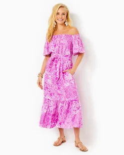 Isbell Off-The-Shoulder Linen Midi Dress -Lilly Pulitzer Shop 012887 wildfuchsiaswiperight a3 sf