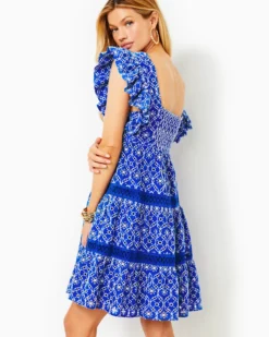 Morrie Ruffle Sleeve Eyelet Dress