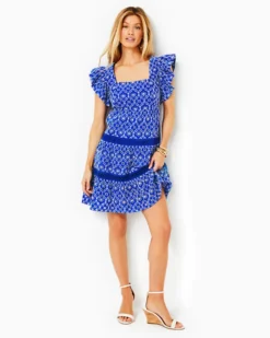 Morrie Ruffle Sleeve Eyelet Dress -Lilly Pulitzer Shop 012925 bluegrottofluttereyelet a3 sf