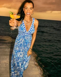 Serena V-Neck Maxi Dress -Lilly Pulitzer Shop 012953 bluetangflockingfabulousengineeredknitdress campaigntest sf