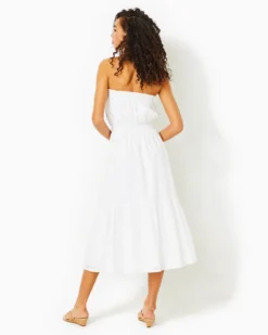 Nikole Strapless Eyelet Midi Dress