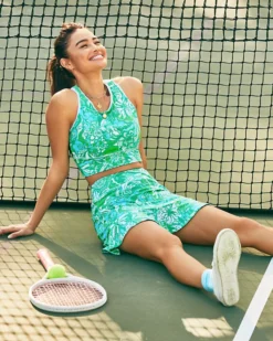 UPF 50+ Luxletic Bentlee Longline Sports Bra -Lilly Pulitzer Shop 013075 botanicalgreensafarisangria campaigntest sf