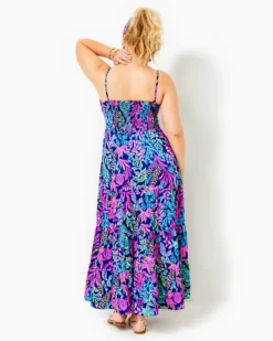 Joellane Tiered Maxi Dress -Lilly Pulitzer Shop 013539 aegeannavycalypsocoast a6 sf