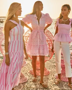 Cartley Elbow Sleeve Eyelet Shirtdress -Lilly Pulitzer Shop 013660 resortwhitexhavanapinkfluttereyelet a4 sf