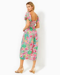 Selah Short Sleeve Smocked Midi Dress