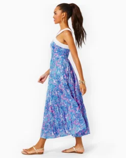 Jenette Cotton Halter Maxi Dress -Lilly Pulitzer Shop 013680 bocablueitsasailabration a2 sf