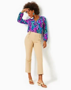 27" Parrish Bi-Stretch Crop Flare Pant -Lilly Pulitzer Shop 013804 eveningsand a3 sf
