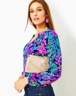 Benton Leather Clutch -Lilly Pulitzer Shop 014278 goldmetallic a6 sf