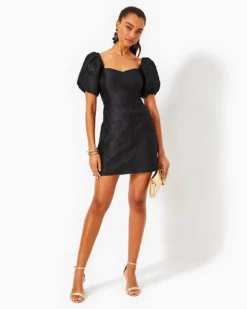 Morena Short-Sleeve Romper -Lilly Pulitzer Shop 014286 onyxleafanimpressionjacquard a3 sf