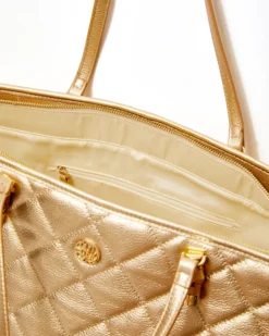Quilted Leather Meena Tote -Lilly Pulitzer Shop 014321 goldmetallic a3 sf