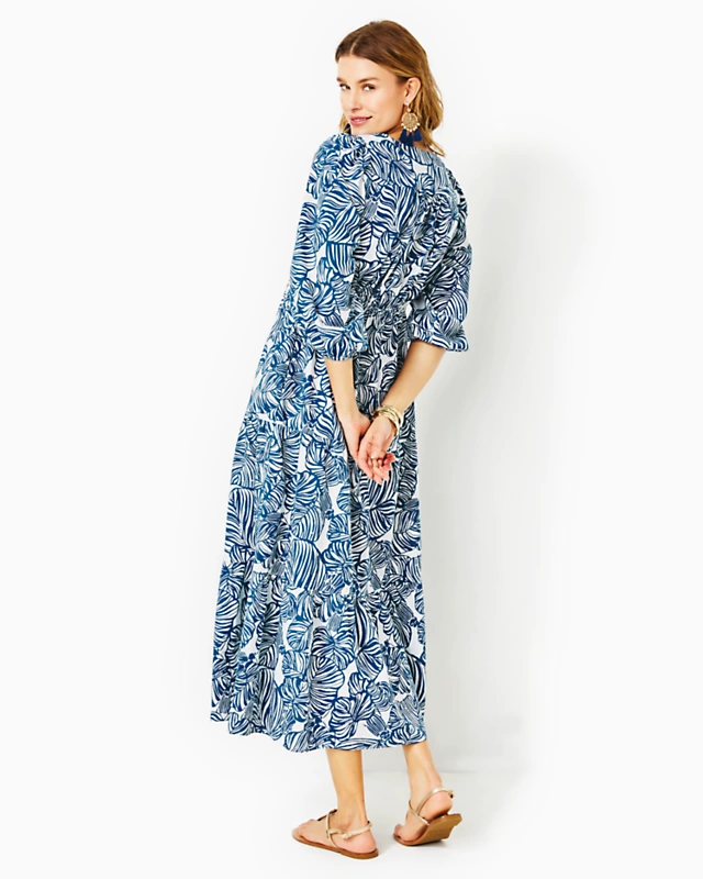 Deacon 3/4 Sleeve V-Neck Cotton Maxi Dress 1 Deacon 3/4 Sleeve V-Neck Cotton Maxi Dress