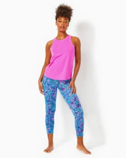UPF 50+ Luxletic 24" South Beach High Rise Midi Legging -Lilly Pulitzer Shop 014687 breakwaterblueshellsnbells a3 sf