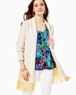 Tatum Long Fringe Hem Cardigan -Lilly Pulitzer Shop 24439 goldmetallic a3 sf